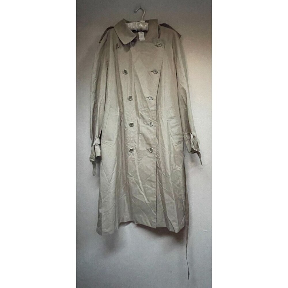 The Man's Shop Harrods Womens 42R Beige Double-Breasted Belted Trench Coat New